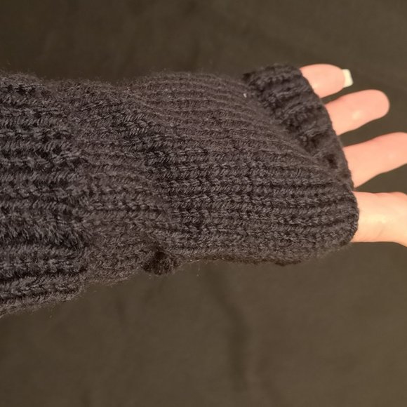 Navy Blue Owl Knit Fingerless Texting Gloves Mittens Arm Warmers Glovele… - Picture 6 of 8